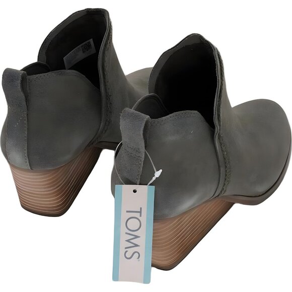 TOMS Kaia wedge bootie suede ankle boots canteen green for women 39 - Picture 3 of 6